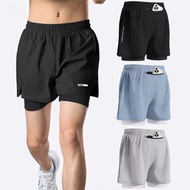 M-5XL Quality 2 in 1 Exercise Shorts Running Sports Shorts Double Layer Mesh Shorts Pants for Men an
