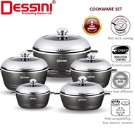 DESSINI Granite Aluminium Cookware Set | Non-Stick Oven & Safe | Soup & Shallow Pans Heat Evenly Dur
