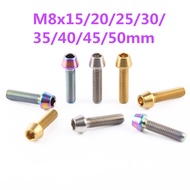 Titanium Bolts M8x15 20 25 30 35 40 45 50mm Allen Key Taper Head Screw for Bicycle Motorcycle Car Grade 5 Titanium Ti Bolt