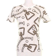 เสื้อยืดแขนสั้นผ้าฝ้าย 100% ลายคาไลโดสโคป สีน้ำตาล ไซส์ 34 ยี่ห้อ HERMES รุ่น 24SS 4H4648DH สภาพดีเย