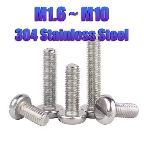 M1.6 M2 M2.5 M3 M4 M5 M6 M8 M10 GB67 304 A2-70 Stainless Steel Slotted Pan Round Head Machine Screw 