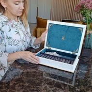 大白色珠寶收納盒 女士古董珠寶盒 珠寶盒木質