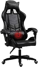 HDZWW Gaming Chair Racing Style Game Chair, High-Back Leather Computer Chairs,Headrest and Lumbar Support,Adjustable Height Tilt Swivel Recliner (Color : Black)