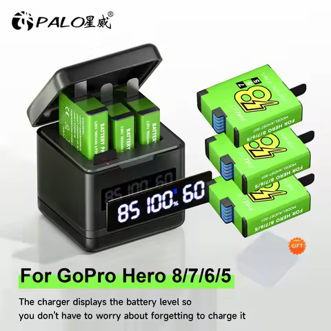 1800mAh Battery for GoPro Hero 8 hero 7 hero 6 hero 5 Black Battery with 3 Slot LCD Charger for Go P