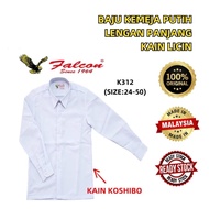 (BEST SELLER) Falcon Baju Sekolah Lelaki Kemeja Putih Lengan Panjang – Kain Koshibo Licin | Wrinkle-
