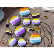 Collection of Non Binary and AroAce LGBT Pin Badges ️‍