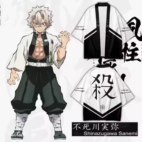 Shinazugawa Sanemi Style 3D Printing Japanese Kimono Haori Yukata Cosplay Fashion Summer Casual Cool