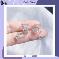 S925 Quiin Silver Earrings/Earrings - Eight-petal flower shaped serrated earrings for women 0229B