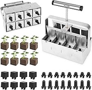 BlumWay Upgraded 8 Cell Soil Blocker 2 inch Quad Soil Block Maker Manual with 3 Types of Seed Pins,H