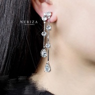 Neriza Jewelry/ต่างหูระย้าหยดน้ำเพชรสังเคราะห์ ประกายไฟเทียบเท่าเพชรแท้ จัดส่งพร้อมกล่อง NE037