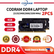 【Local 24H ship】CODRAM RAM 2PCS DDR4  8GB 16GB 32GB 2x4GB 2x8GB 2x16GB DDR4 Laptop Memory 2133Mhz 2400Mhz 2666Mhz 3200Mhz PC4-17000 19200 21300 25600 SODIMM Dual Sided Non-ECC 260-PIN