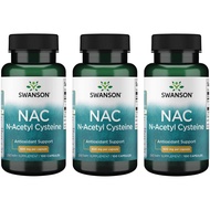 Swanson Premium Brand NAC - N-Acetyl Cysteine - Supplement 600 mg 100 Capsules (3 Pack) Swanson Prem