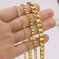 new Luxury 24K 9999 Pure Gold real gold Mens Womens Cuban Chain Necklace hot