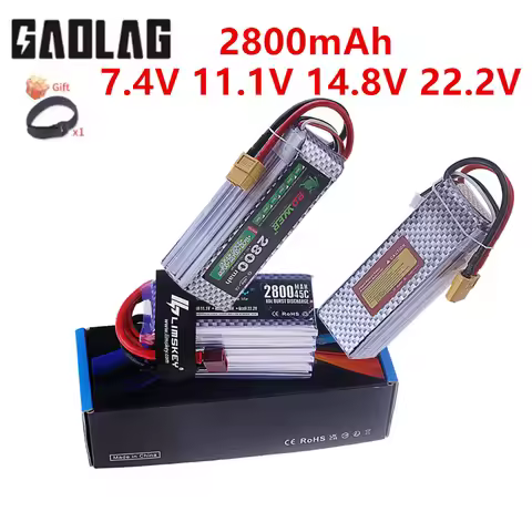 2800MAH 7.4V 11.1V 14.8V 22.2V Lipo Battery For RC Quadcopter Helicopter Car Boat Drones 45C 2S 3S 4