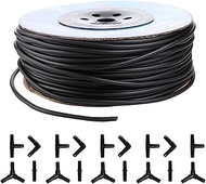 JIH Aquarium 320 Feet Standard 3/16" Black Flexible Airline Tubing with Black Plastic Connectors for