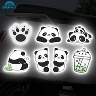 OPENMALL 5Pcs/Set Motorcycle Helmet Decal Waterproof Creative Pandas Night Warning Sign Reflective S