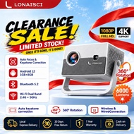 LONAISCI H4PRO 4K Daylight 600 ANSI Smart Projector Auto Focus & Keystone 1080P NativeWiFi 6 & Bluet