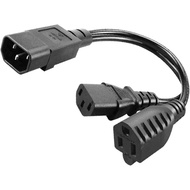 C14 to C13+NEMA 5-15R Y Splitter Power Plug Cord,Single C14 Male to C13+Nema 5-15R Female Splitter A