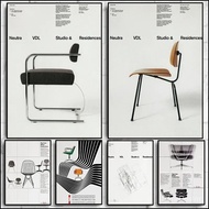 Vintage Bauhaus Chairs Poster Iconic Mid-Century Furniture Bauhaus Design Canvas Painting Wall Art E