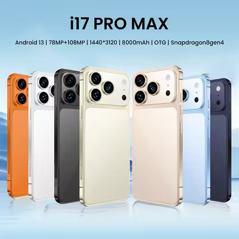 Dual Sim Card WiFi GPS Hot New i17 Pro Max 2026 7.3 inch HD 4K Android 15 16GB+1TB 8000mAh Battery 4