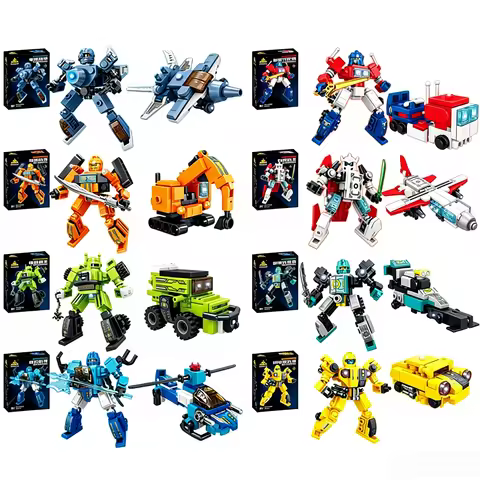 2in1 Transformers Lega Optimus Prima Building Blocks Bumblebee Brick Toys Cybertron Robot Model For 