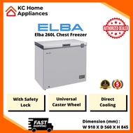Elba 260L Chest Freezer | Universal Caster Wheel | EF-E2620(GR) | 1 Year General Warranty | 5 Years Motor Warranty