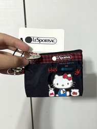 「降」LeSportsac 小方YKK拉鍊防水尼龍零錢包/卡包/鑰匙包 Hello kitty