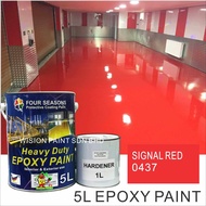 5Litre ( SIGNAL RED 0437 ) Paint Epoxy Floor Paint Coating ( FOUR SEASONS ) 5L (Cat Lantai Simen Epoxy)