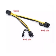 PCI-E 6 Pin Pair 6 + 2 (6-Pin/8-Pin) power Splitter Cable PCIE PCI Express 6Pin Dual 8pin Graphics C