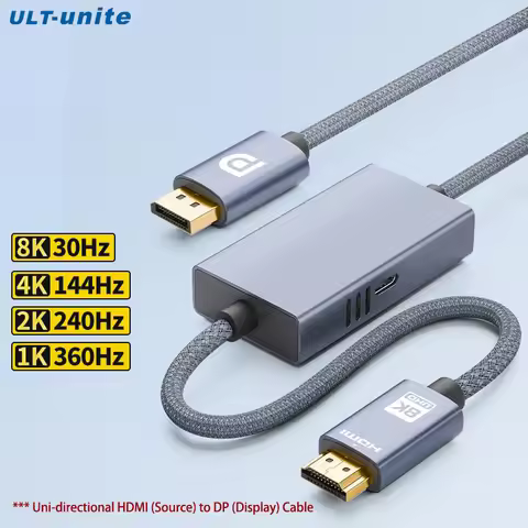HDMI to DisplayPort 1.4 Cable Unidirectional 8K30Hz HDMI Source to Display Port Display 4K144Hz 2K24