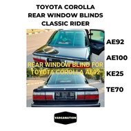 TOYOTA COROLLA REAR WINDSHIELD BLINDS AE92 KE25 TE70 AE100 CHROME CLASSIC RIDER CAR LEVIN TRUENO
