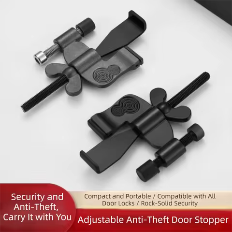 Anti-theft Zinc Alloy Door Stop Security Adjustable Portable Door Jammer No Drill Latch Device Door 