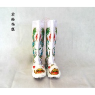 Taiwan Hand-Embroidered Long Tube White Dragon Tiger Shoes High-Power Shoes Taoist Robe Dragon Shoes