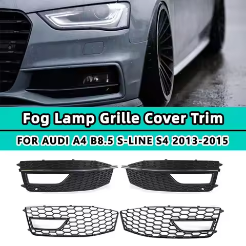 Fog Light Lamp Cover Grill For Audi A4 B8.5 S-Line S4 2012 2013 2014 2015 Honeycomb Mesh Front Bumpe