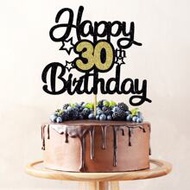 1pc Happy 30th Birthday Paper Cake Topper, Celebration Supplies For 30th Birthday Party Decoration,C