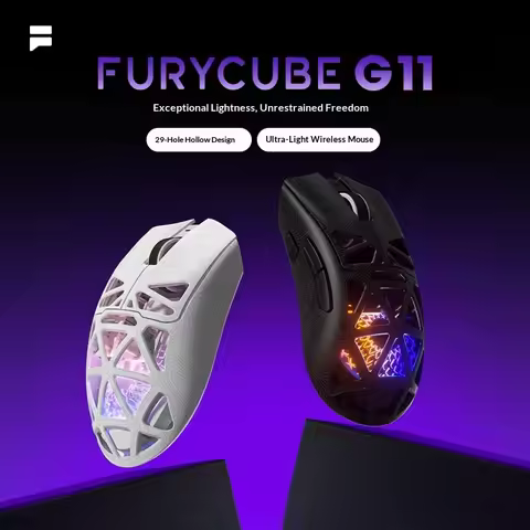 FURYCUBE G11 Wireless Gaming Mouse Tri Mode Bluetooth 2.4G PAW3311 Lightweight 29 Hole Hollow Design