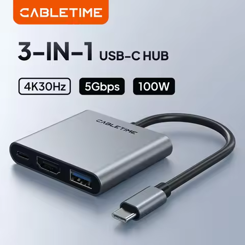CABLETIME 3 in 1 Hub HDMI TV HUB for Nintendo Switch 4K Portable 3 in 1 USB C Hub for Macbook Pro TV
