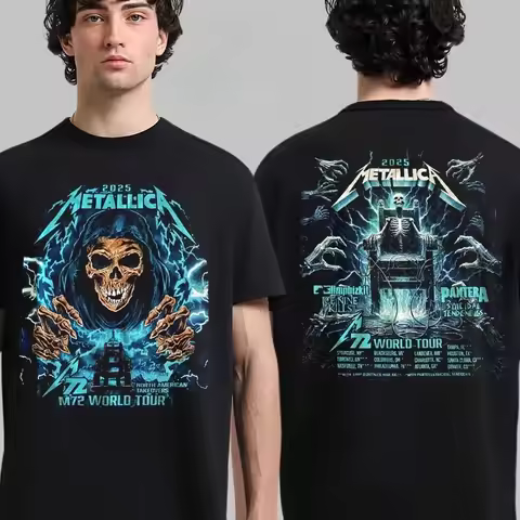 Metallica M72 World Tour Graphic Print T-shirt Returns in Europe 2026 Schedule Tour Unisex T-Shirt H