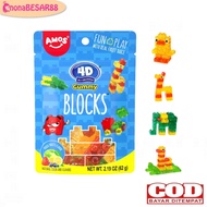 Amos 4D 72GR Gummy Candy Blocks/Soft jelly Candy/4D Candy