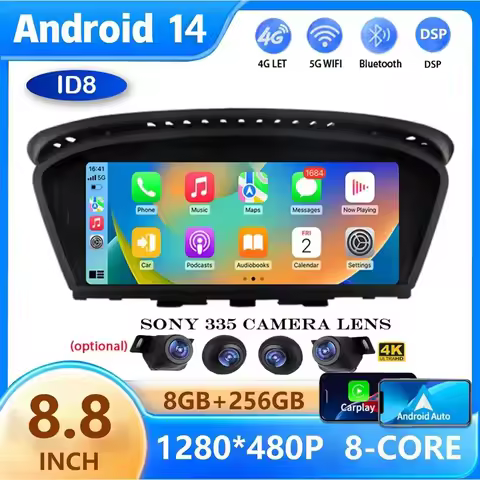 ID8 Android 14 Wireless CarPlay Auto For BMW 5 3 Series E60 E61 E62 E63 E90 E91 E92 E93 CCC CIC Car 