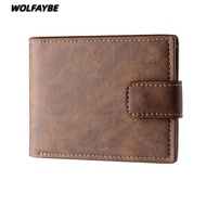 WOLFAYBE Short Wallet, Slim with Multiple Card Slots Card Holder Purses, Vintage PU Leather Button C