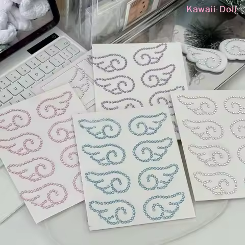 [DO]1/5 Sheets Self Adhesive Angel Wings Crystal Stickers 3D Acrylic Sparkly Rhinestone Decals Jewel