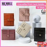 (HK Mall) Women Slim Crocodile Print Card Holder Wallet Purse Genuine Leather Dompet Kad 888