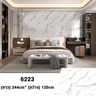 FBS MALL สติ๊กเกอร์วอลเปเปอร์ ลายหินอ่อน 3D หนา 2.6มม. 2.44x1.2m กันน้ํามัน มีกาวในตัว สําหรับติดตกแ