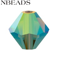 24pcs Preciosa&reg Beads Czech Bicone 50230 20000 Olivine AB 2x 4mm Hole: 0.8mm