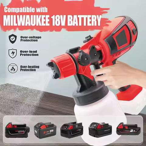 HVLP Paint Sprayer Compatible with Milwaukee 18V Battery 30000RPM Electric Paint Gun with 1.0/1.5/1.