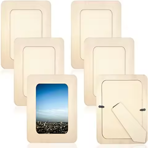 6 PCS DIY Wooden Picture Frames Unfinished Solid Wood Photo Picture Frames for 4 x 6 in Photos, Stan