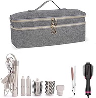 WINZEDGE Double-Layer Travel Carrying Case for Revlon One-Step Hair Dryer and Volumizer Hot Air Brush, Portable Storage Organizer Bag Compatible with Shark FlexStyle/Dyson Airwrap Styler (Grey)