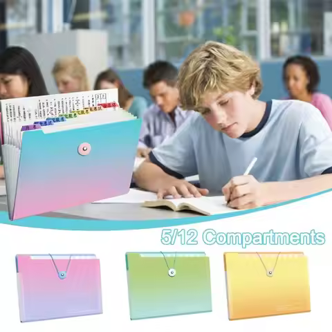 Gradient Color A4 Document Bag Waterproof Large Capacity File Folder Envelope Folder Organ Bags for 