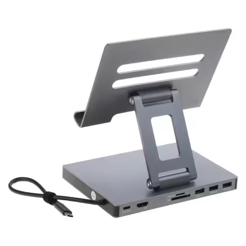 Aluminum Type C Docking Station Laptop Stand /9 in 1 for Fast Data Transmission and Expanded 2xHDMI4